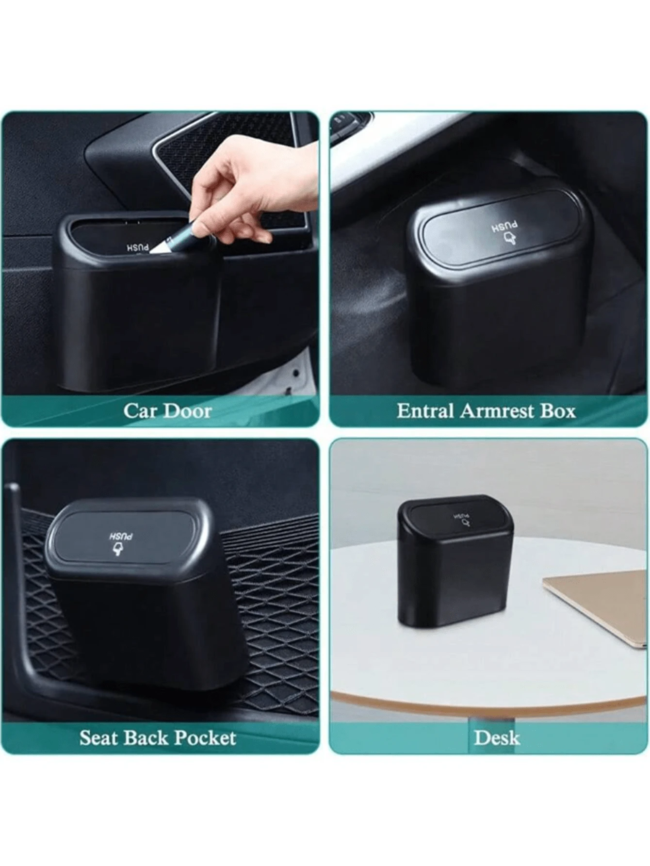 1 Trash Can And 4 Rolls Of Trash Bags (15 Bags Per Roll, 60 Bags Total), 2 Colors Available, Super Cute And Super Practical Car Trash Can And Trash Bags