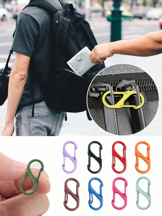 10-1pc Unisex Anti-Theft Zipper Lock Set, Easy-Pull Design, Protects Zippers From Accidental Opening, Suitable For Backpacks, Suitcases, Handbags, Wallets, Etc., Multi-Functional S-Shaped Hook Design