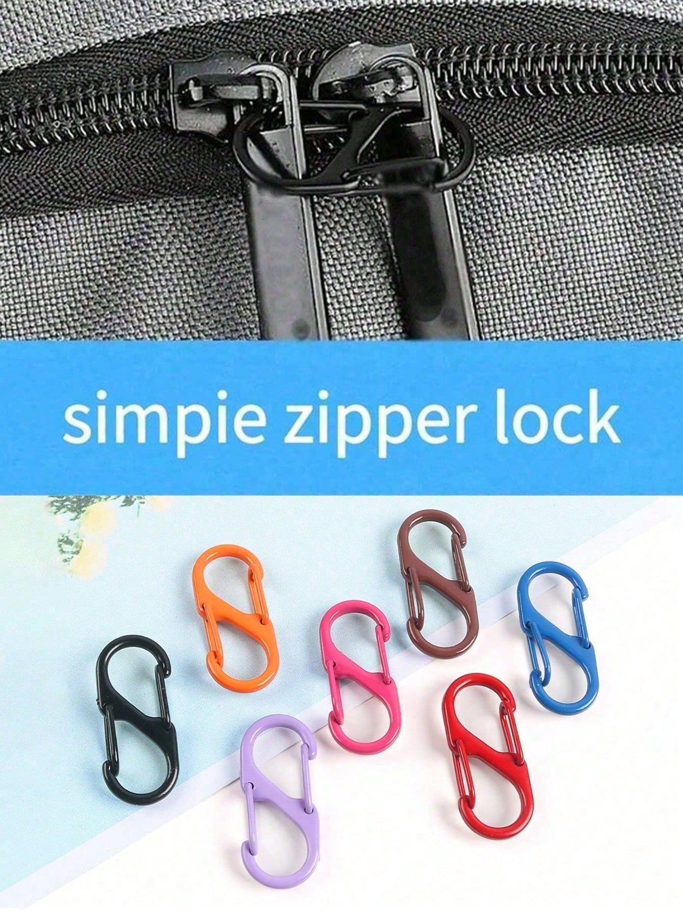 10-1pc Unisex Anti-Theft Zipper Lock Set, Easy-Pull Design, Protects Zippers From Accidental Opening, Suitable For Backpacks, Suitcases, Handbags, Wallets, Etc., Multi-Functional S-Shaped Hook Design