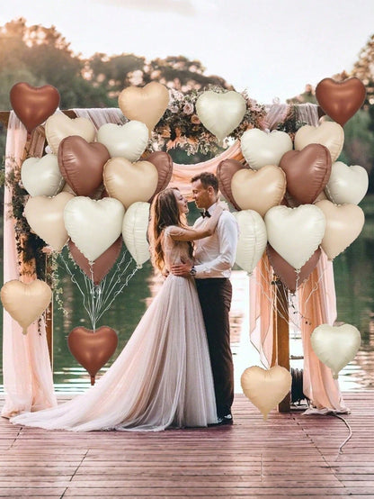 10/20pcs Random Brown & Beige Foil Balloons, 18" Polyester Film Balloons, Suitable For Parties, Baby Showers, Gender Reveal, Welcoming Parties