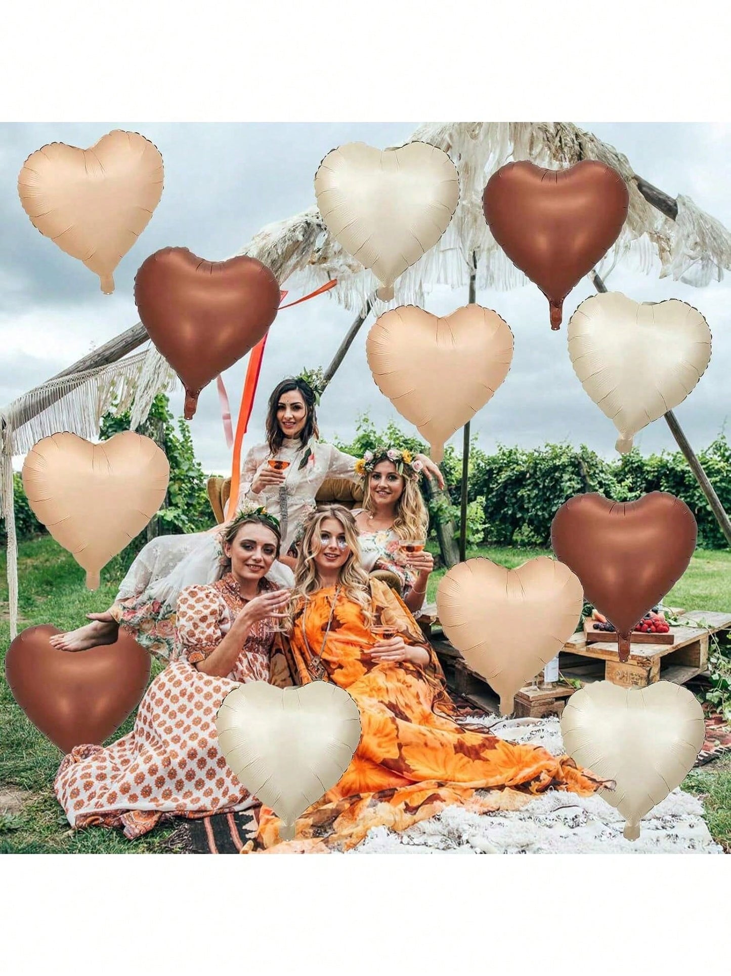 10/20pcs Random Brown & Beige Foil Balloons, 18" Polyester Film Balloons, Suitable For Parties, Baby Showers, Gender Reveal, Welcoming Parties