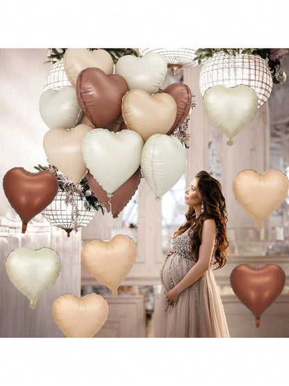 10/20pcs Random Brown & Beige Foil Balloons, 18" Polyester Film Balloons, Suitable For Parties, Baby Showers, Gender Reveal, Welcoming Parties