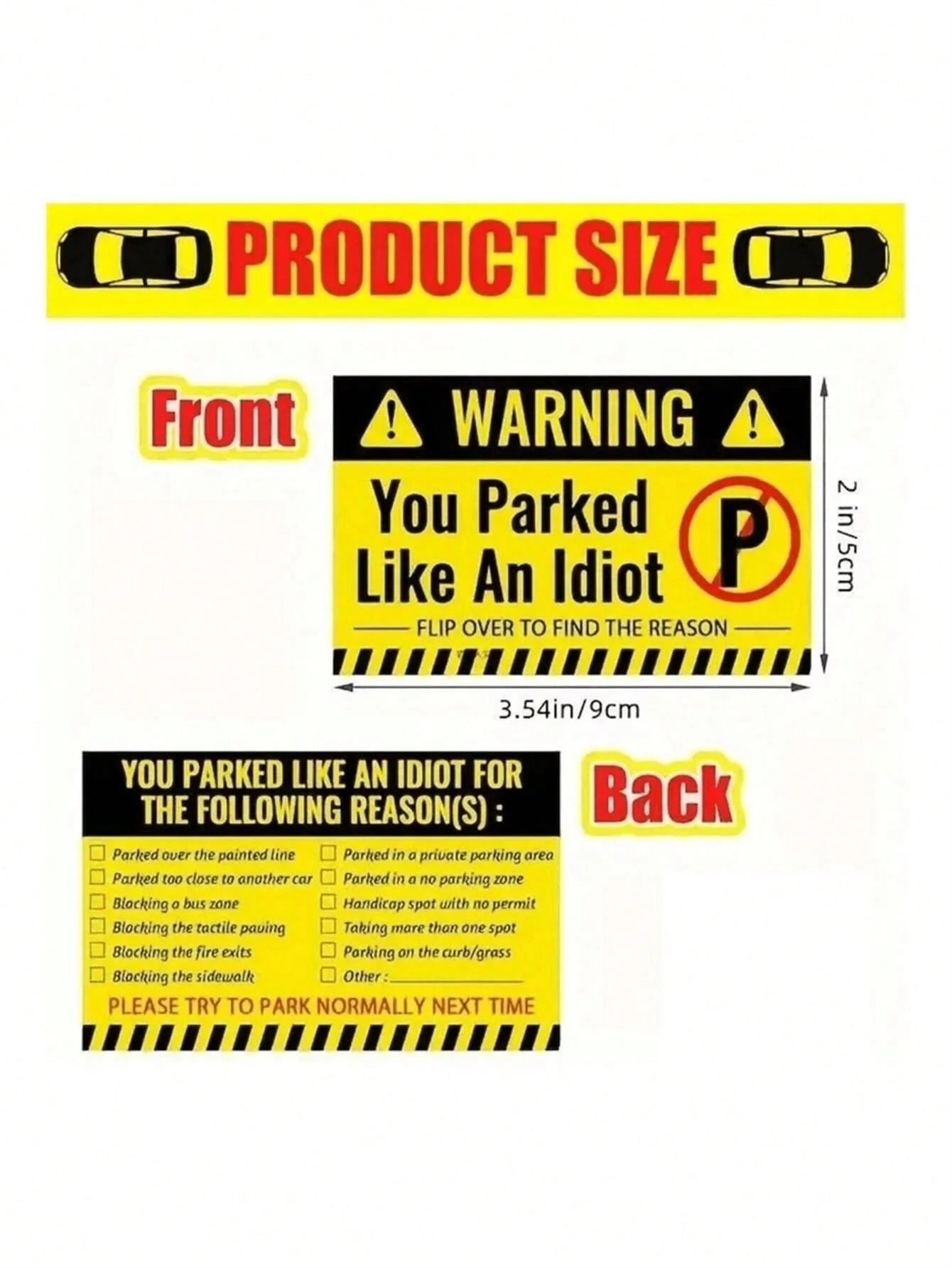 10/30/50pcs Humorous Offensive Non-Adhesive Bad Parking Cards, Tucked Behind Windshield Wipers, Reminding To Learn Parking