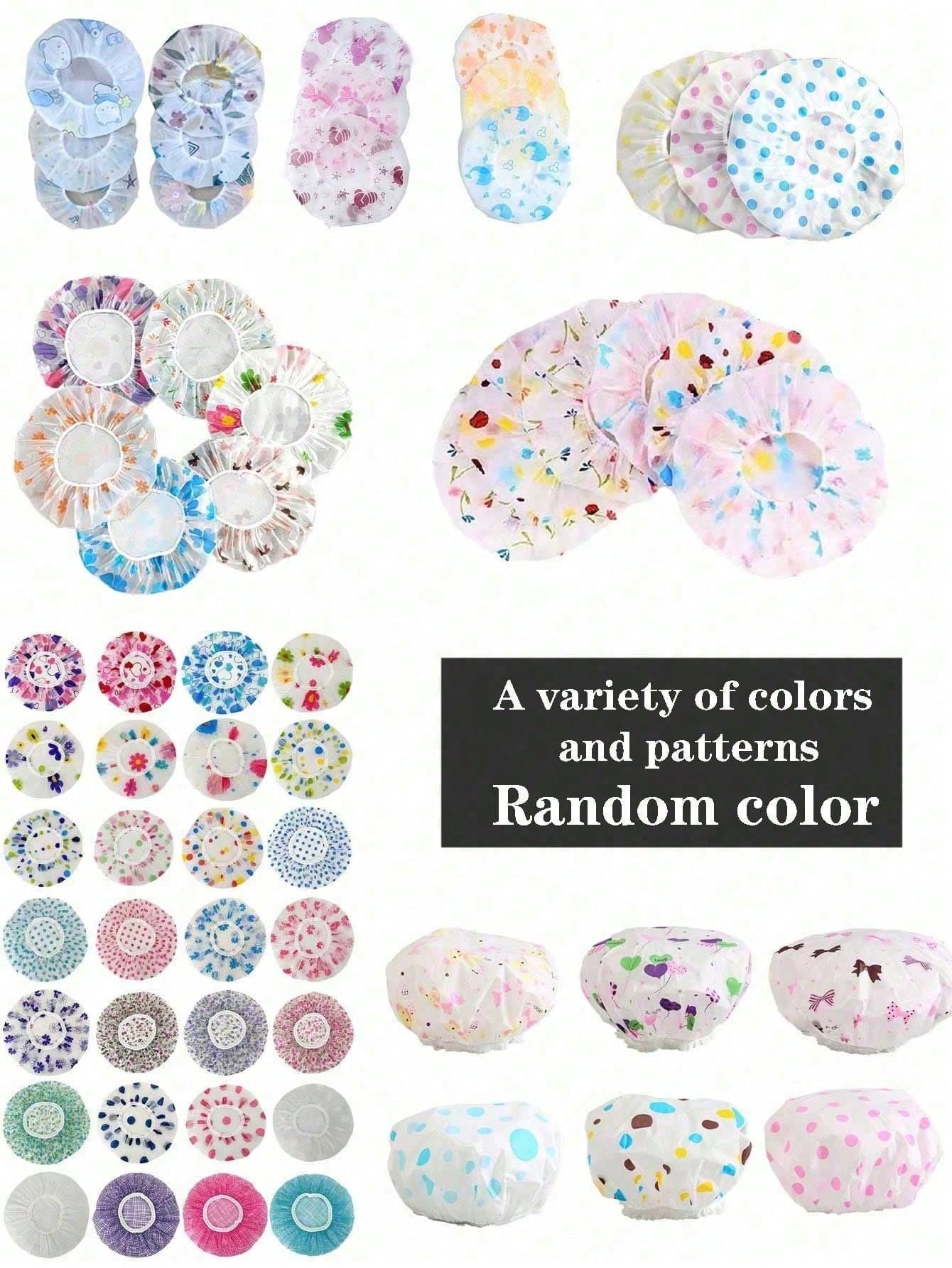 10/3pcs Reusable Waterproof Shower Cap, Bathing Cap, Kitchen Oil-Proof Dust Cap, Random Color Bathroom Shower Cap, Hair Mask Cap, Dyeing Cap, Drying Cap, Oiling Cap, Reusable PEVA Shower Cap, Cherry P