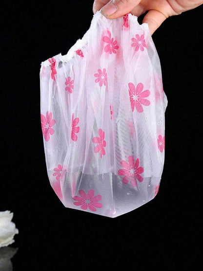 10/3pcs Reusable Waterproof Shower Cap, Bathing Cap, Kitchen Oil-Proof Dust Cap, Random Color Bathroom Shower Cap, Hair Mask Cap, Dyeing Cap, Drying Cap, Oiling Cap, Reusable PEVA Shower Cap, Cherry P
