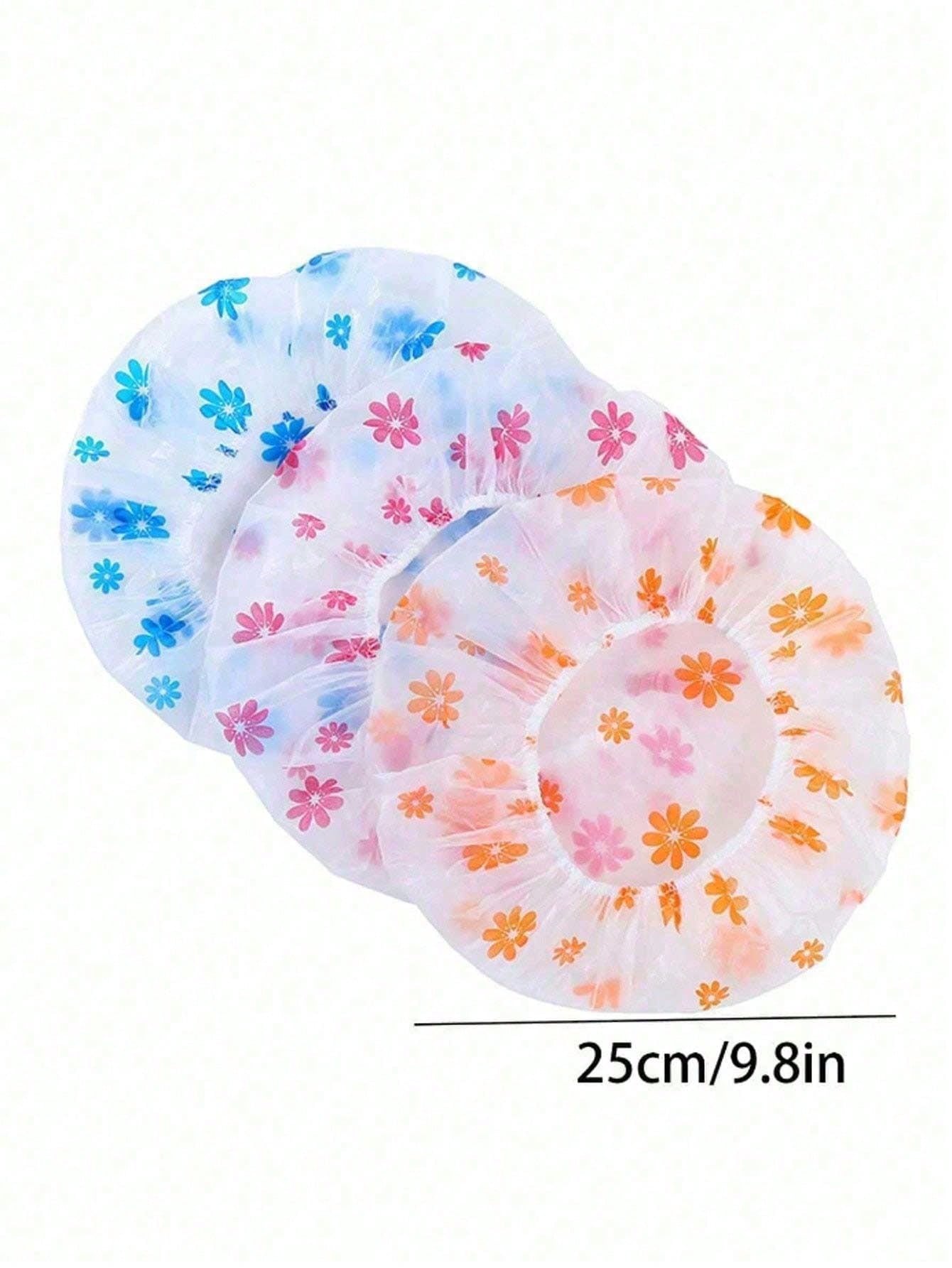 10/3pcs Reusable Waterproof Shower Cap, Bathing Cap, Kitchen Oil-Proof Dust Cap, Random Color Bathroom Shower Cap, Hair Mask Cap, Dyeing Cap, Drying Cap, Oiling Cap, Reusable PEVA Shower Cap, Cherry P