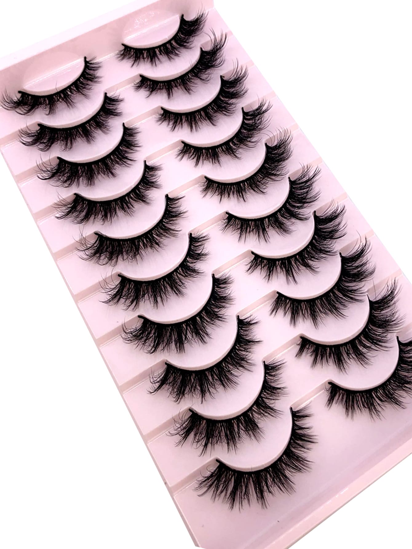 10 Pairs Criss-Cross Dense Natural Faux 3D Mink Lashes, Long Lash Extensions For Everyday Wear