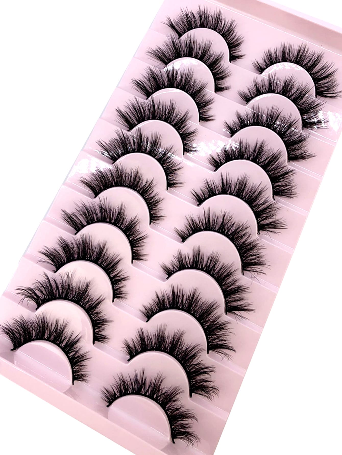 10 Pairs Criss-Cross Dense Natural Faux 3D Mink Lashes, Long Lash Extensions For Everyday Wear