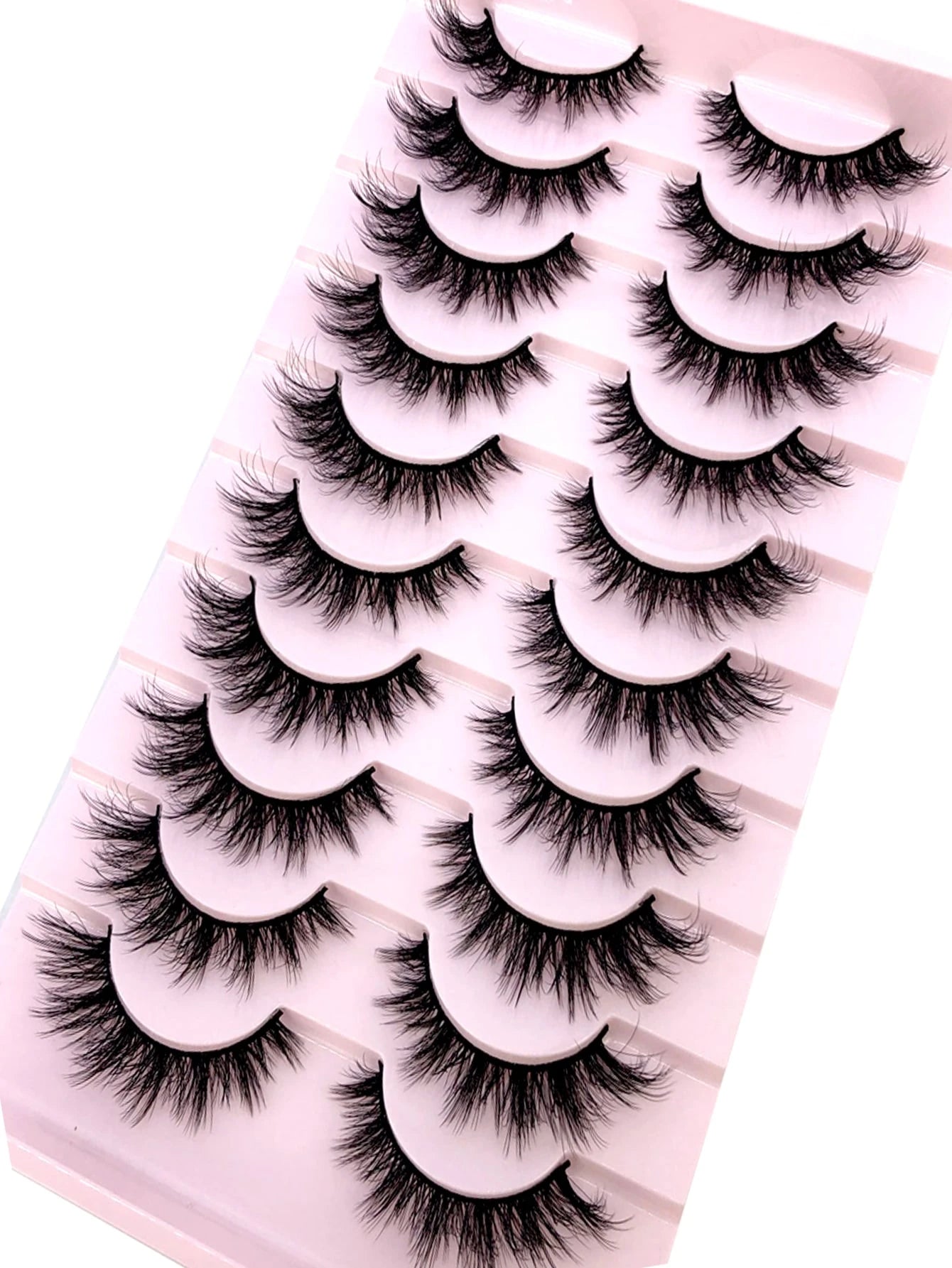 10 Pairs Criss-Cross Dense Natural Faux 3D Mink Lashes, Long Lash Extensions For Everyday Wear