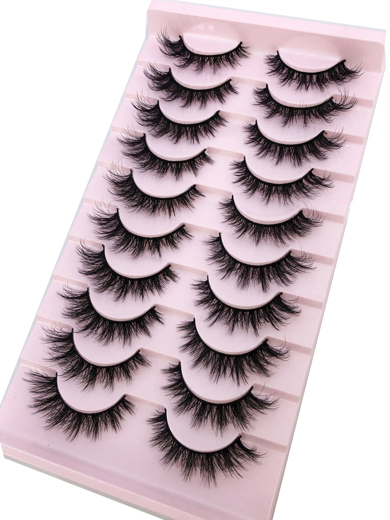 10 Pairs Criss-Cross Dense Natural Faux 3D Mink Lashes, Long Lash Extensions For Everyday Wear