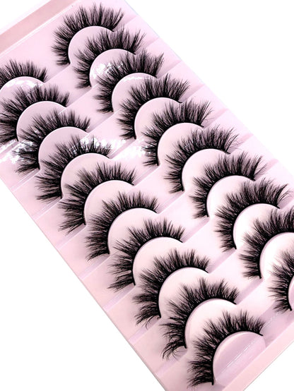 10 Pairs Criss-Cross Dense Natural Faux 3D Mink Lashes, Long Lash Extensions For Everyday Wear