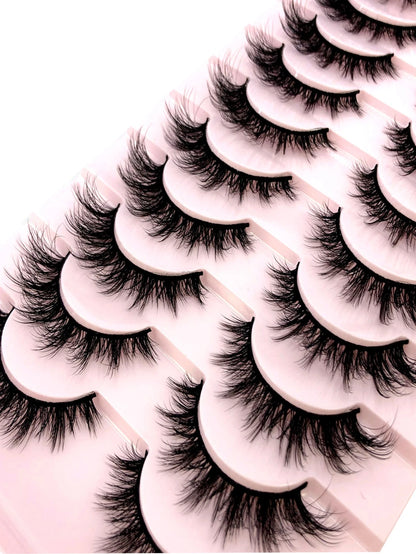 10 Pairs Criss-Cross Dense Natural Faux 3D Mink Lashes, Long Lash Extensions For Everyday Wear