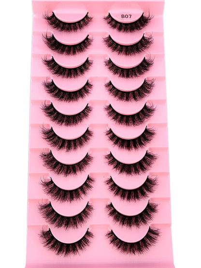 10 Pairs Natural False Eyelashes 3D Faux Mink Lashes Extension Lashes, Beauty