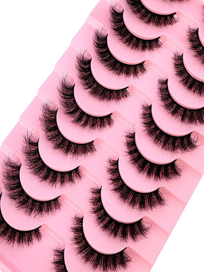 10 Pairs Natural False Eyelashes 3D Faux Mink Lashes Extension Lashes, Beauty