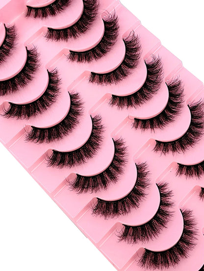 10 Pairs Natural False Eyelashes 3D Faux Mink Lashes Extension Lashes, Beauty