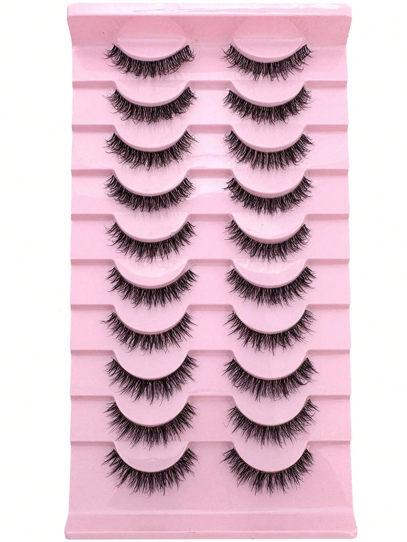 10 Pairs Russian Striped Fluffy Cat Eye Lashes, D Curl Dramatic Messy Faux Mink False Eyelashes For Makeup Strip Lashes,Lashes,Eyelashes,Fake Lashes