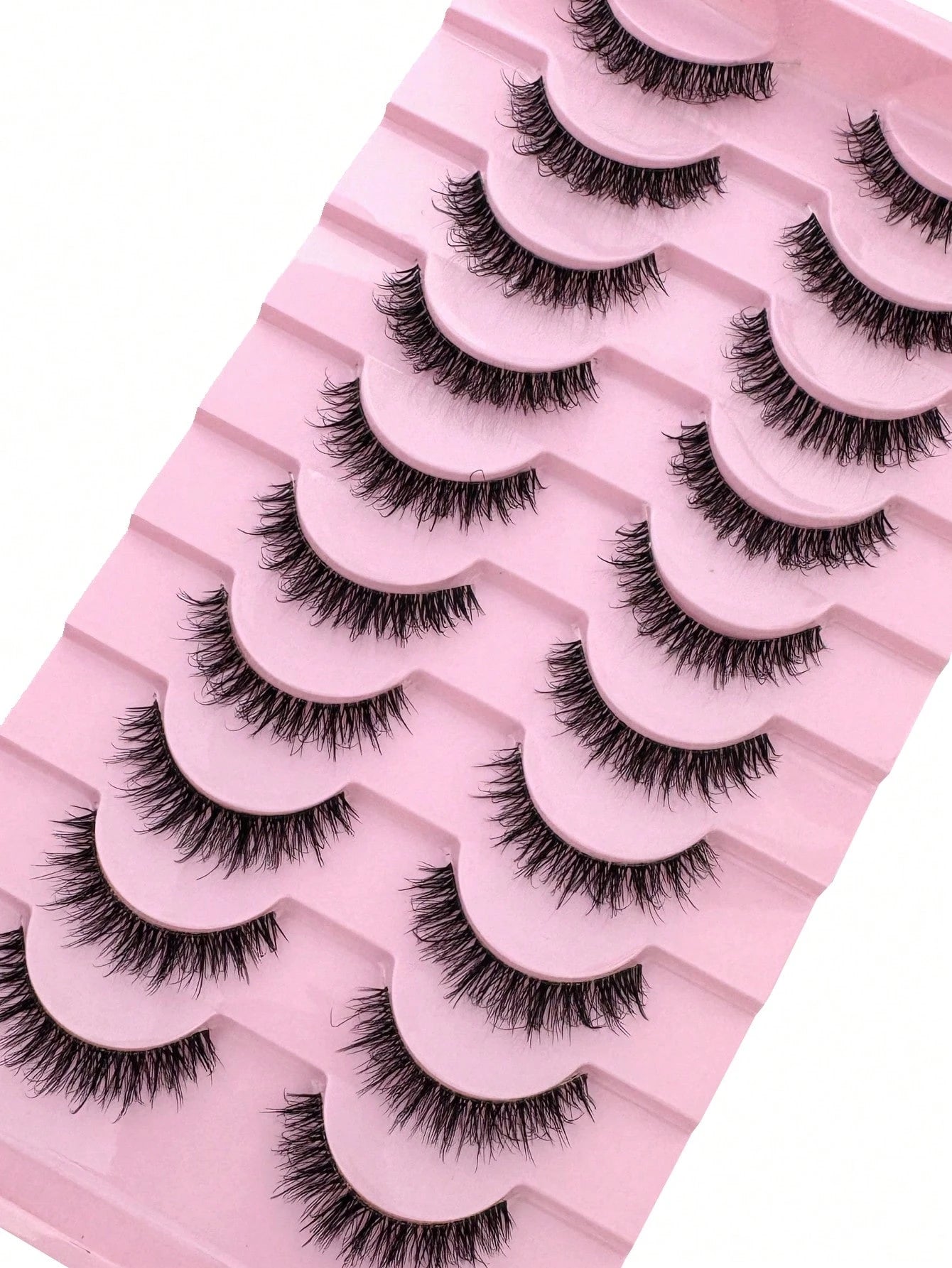 10 Pairs Russian Striped Fluffy Cat Eye Lashes, D Curl Dramatic Messy Faux Mink False Eyelashes For Makeup Strip Lashes,Lashes,Eyelashes,Fake Lashes