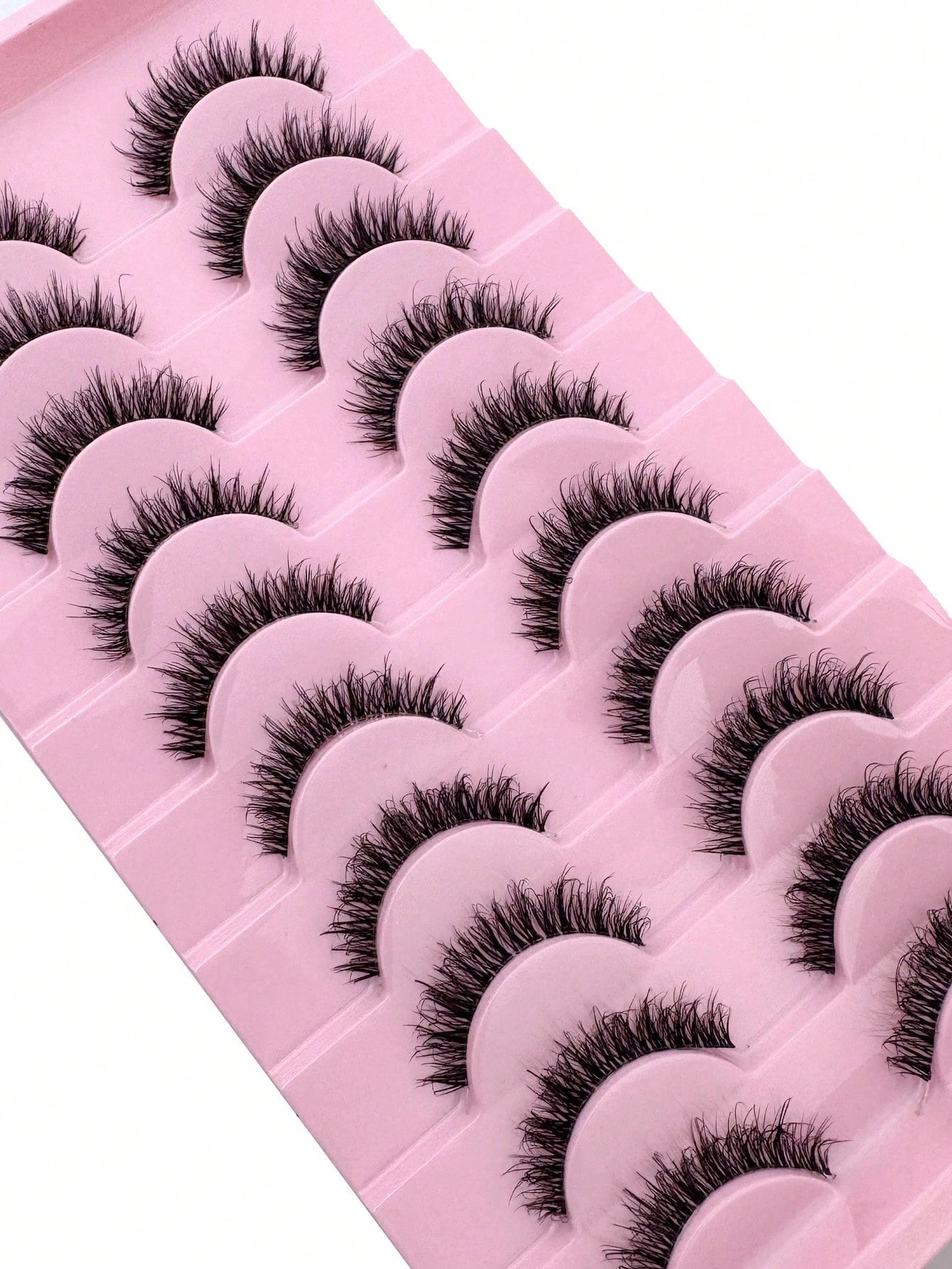 10 Pairs Russian Striped Fluffy Cat Eye Lashes, D Curl Dramatic Messy Faux Mink False Eyelashes For Makeup Strip Lashes,Lashes,Eyelashes,Fake Lashes