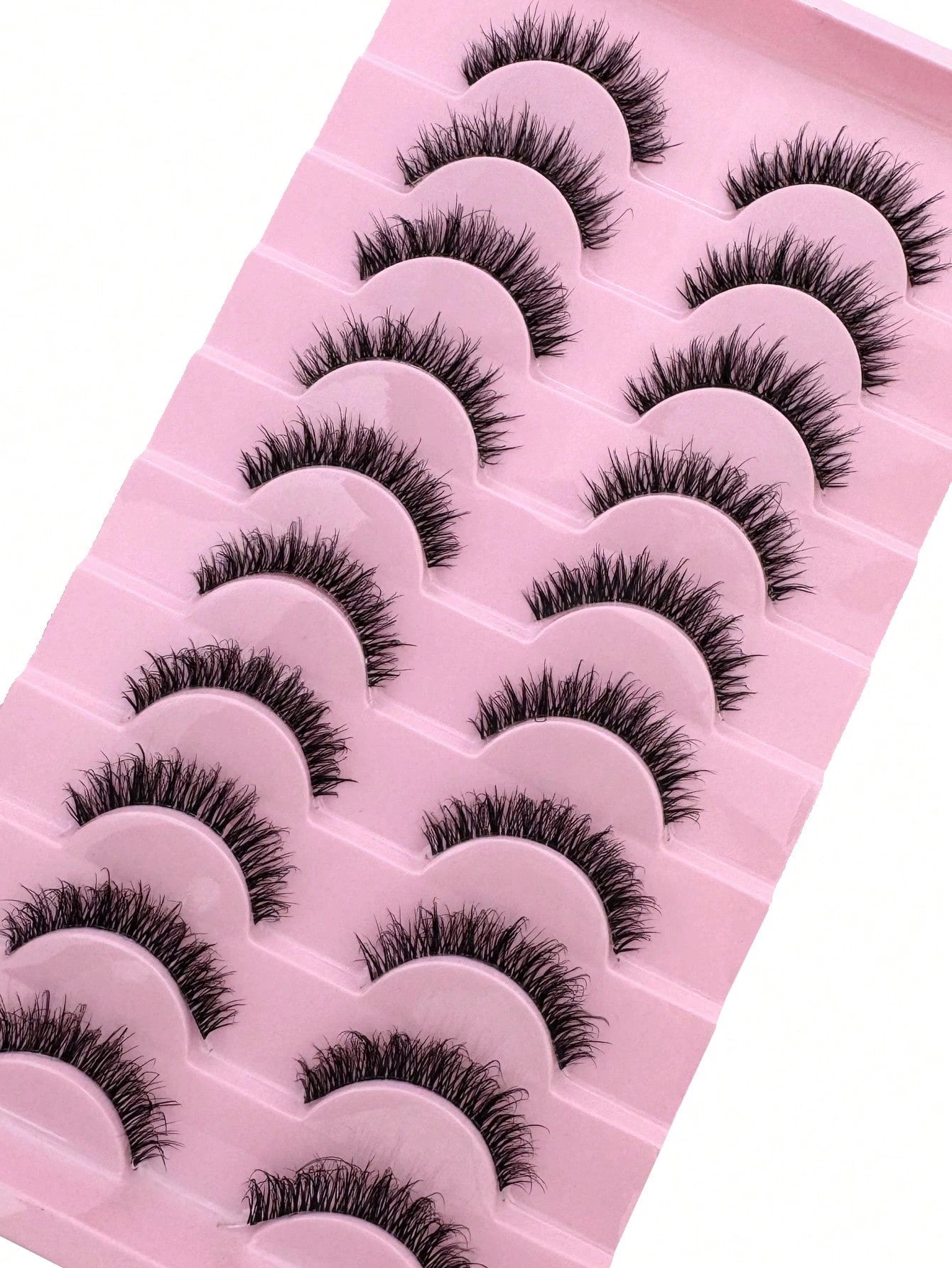 10 Pairs Russian Striped Fluffy Cat Eye Lashes, D Curl Dramatic Messy Faux Mink False Eyelashes For Makeup Strip Lashes,Lashes,Eyelashes,Fake Lashes