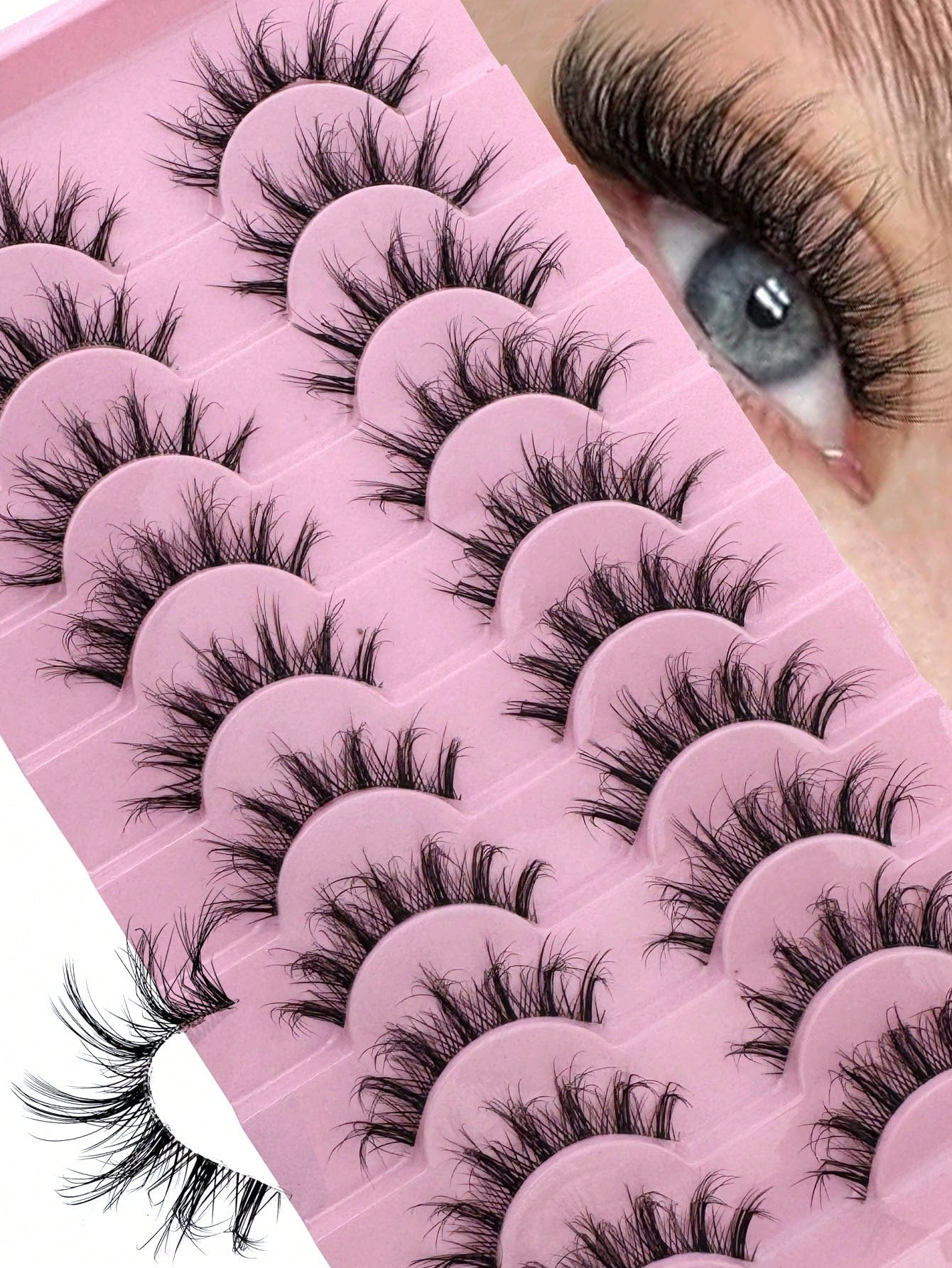 10 Pairs Russian Striped Fluffy Cat Eye Lashes, D Curl Dramatic Messy Faux Mink False Eyelashes For Makeup Strip Lashes,Lashes,Eyelashes,Fake Lashes