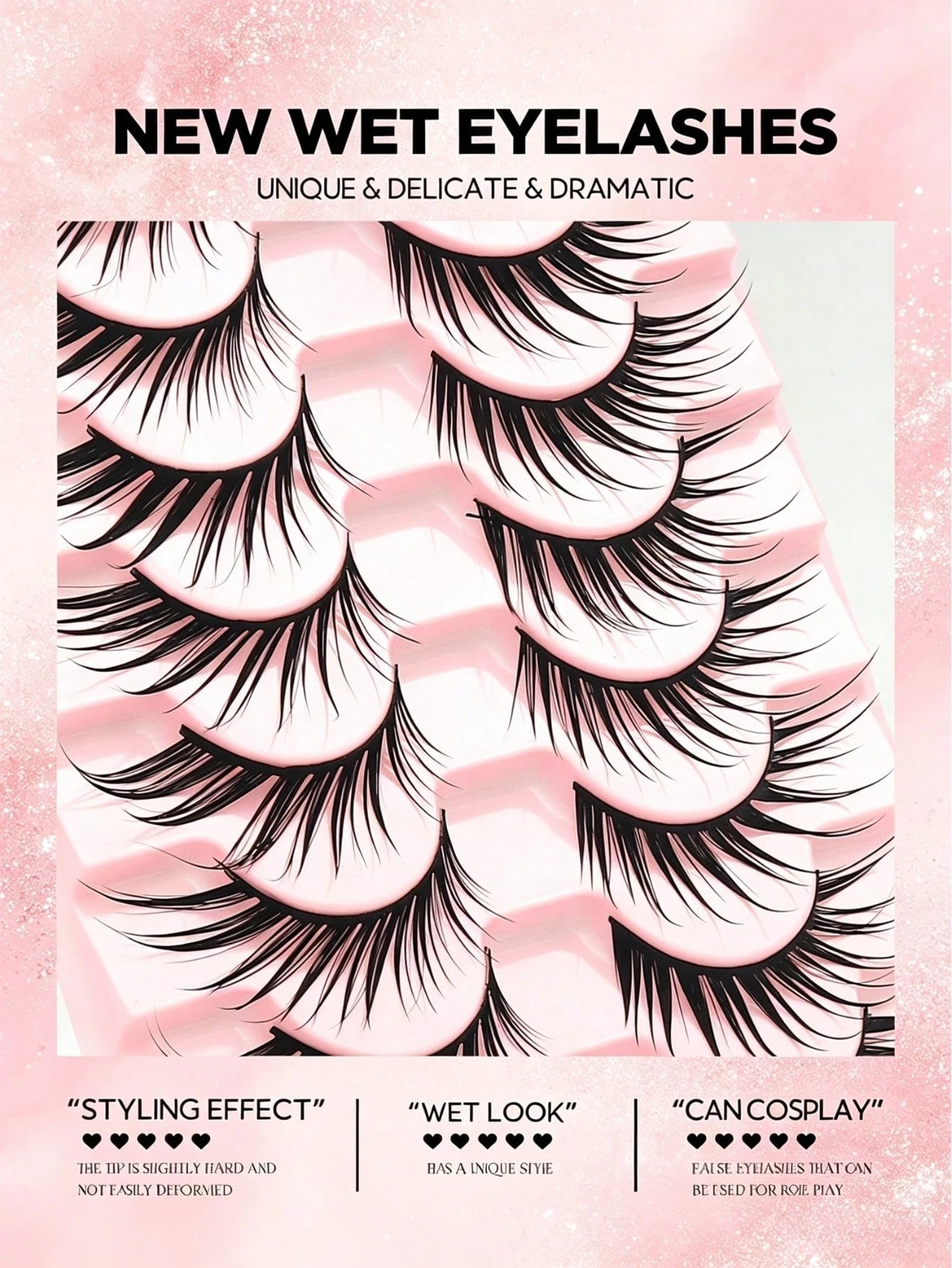 10 Pairs Wet-Look Fox Eye Anime False Eyelashes, Exaggerated Pointed Wet Glossy False Eyelashes, Long-Lasting Reusable, Suitable For Anime Cosplay, Halloween, Nightclub And Daily Makeup