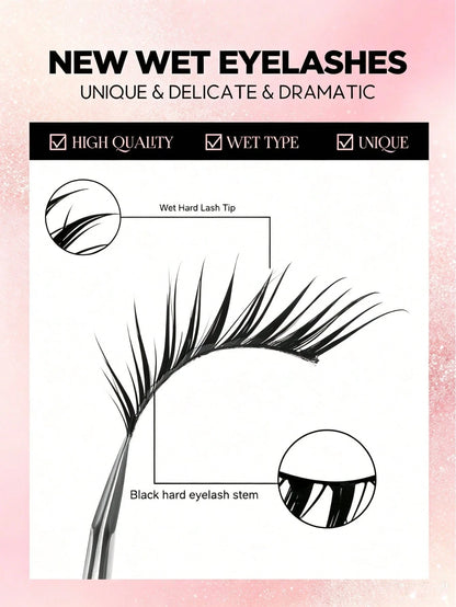 10 Pairs Wet-Look Fox Eye Anime False Eyelashes, Exaggerated Pointed Wet Glossy False Eyelashes, Long-Lasting Reusable, Suitable For Anime Cosplay, Halloween, Nightclub And Daily Makeup