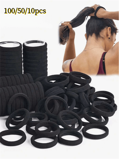 100/50/10pcs Minimalist High Elasticity All-Match Hair Bands, Women's Daily Hair Bands, Solid Color Versatile Hair Bands, Suitable For Ponytails, Sports, Yoga And Home Use