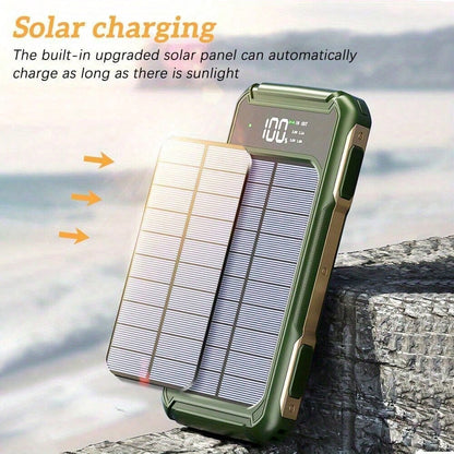 10000mAh Solar Charger Power Bank,Portable Phone Charger Built In 4 Cables For Cellphone, External Battery Pack For Camping Outdoor