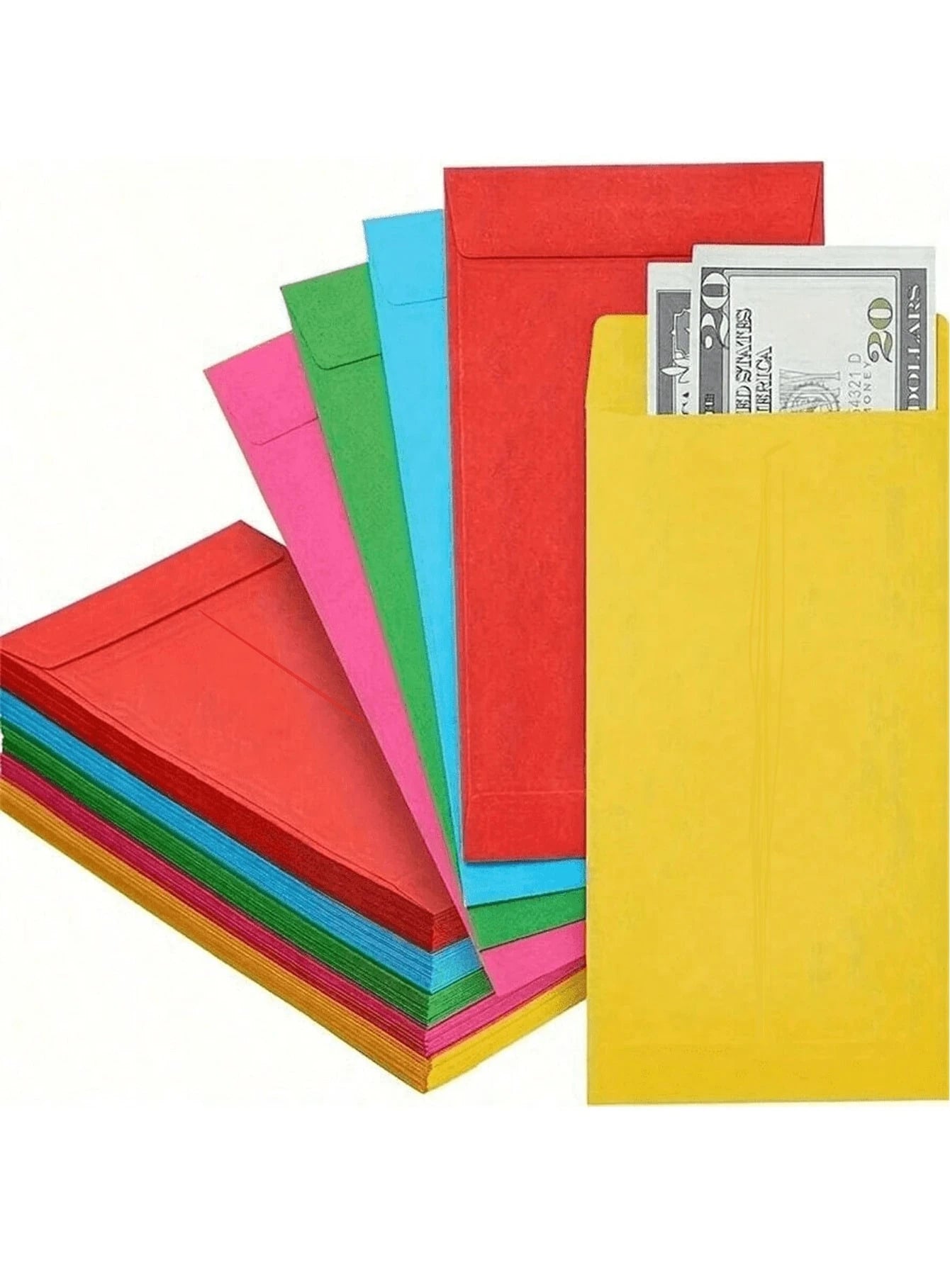 100pcs/60pcs/50pcs/40pcs/30pcs/20pcs/10pcs/1pc Random Color Self-Sealing Colorful Money Envelopes, Used For Cash, Paychecks, Savings, Coins, Currency, Letters[Colors Are Shipped Randomly, Colors May H