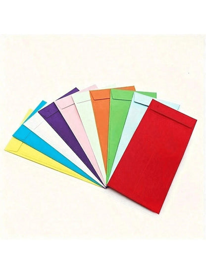 100pcs/60pcs/50pcs/40pcs/30pcs/20pcs/10pcs/1pc Random Color Self-Sealing Colorful Money Envelopes, Used For Cash, Paychecks, Savings, Coins, Currency, Letters[Colors Are Shipped Randomly, Colors May H