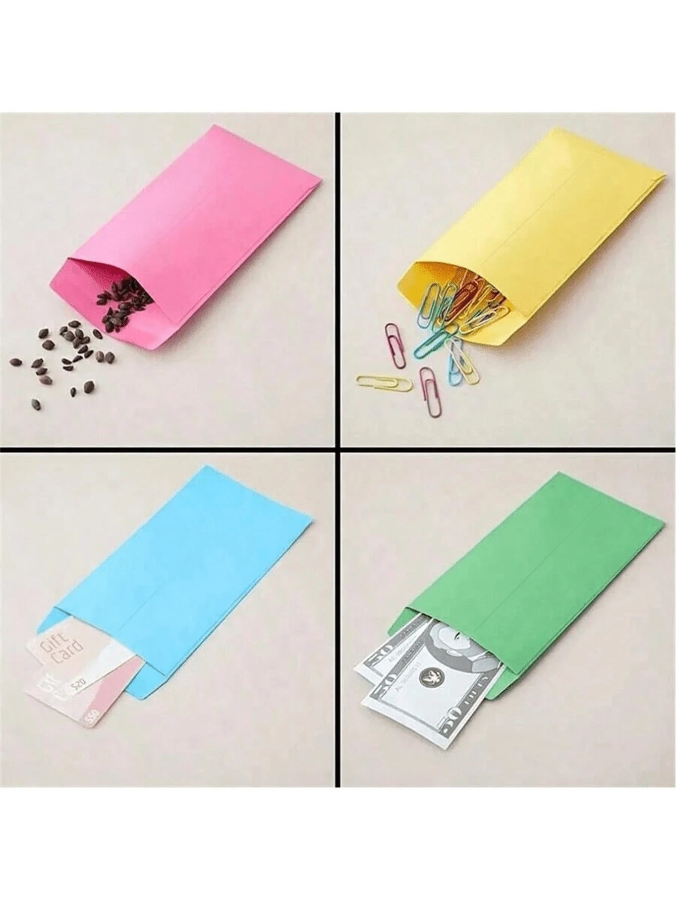 100pcs/60pcs/50pcs/40pcs/30pcs/20pcs/10pcs/1pc Random Color Self-Sealing Colorful Money Envelopes, Used For Cash, Paychecks, Savings, Coins, Currency, Letters[Colors Are Shipped Randomly, Colors May H