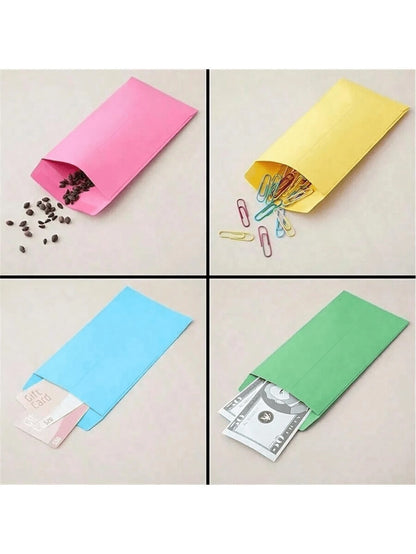100pcs/60pcs/50pcs/40pcs/30pcs/20pcs/10pcs/1pc Random Color Self-Sealing Colorful Money Envelopes, Used For Cash, Paychecks, Savings, Coins, Currency, Letters[Colors Are Shipped Randomly, Colors May H