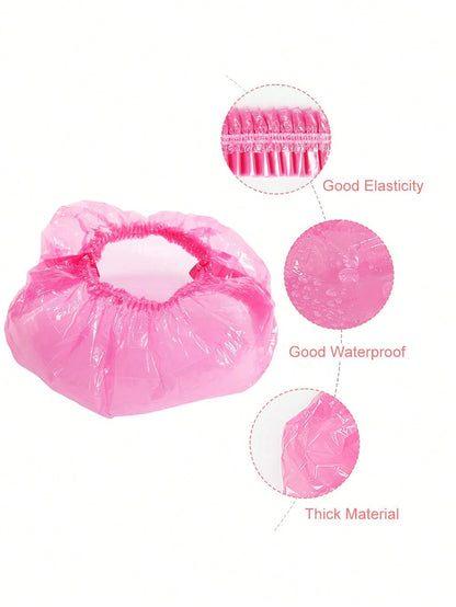 100PCs Disposable Shower Cap Women's Waterproof Shower Home Travel Convenient Shower Cap Disposable Shower Waterproof Cap