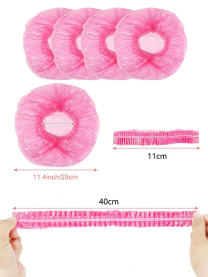 100PCs Disposable Shower Cap Women's Waterproof Shower Home Travel Convenient Shower Cap Disposable Shower Waterproof Cap