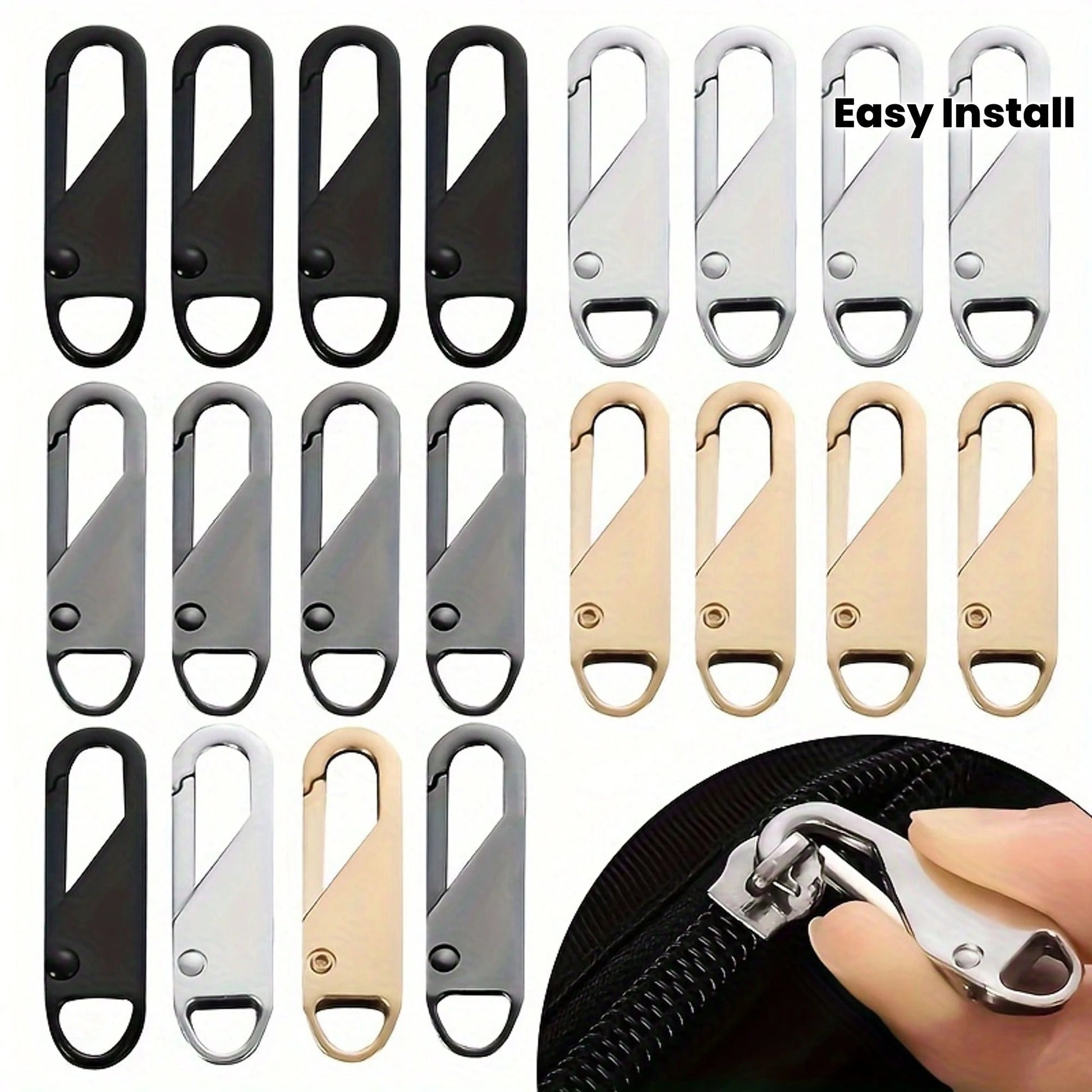 10pcs Multi-Purpose Zipper Pulls Replacement- Suitable For Luggage, Jackets Etc.- Easy To Install,- 1.5 Inch X 0.5 Inch- Various Colors Available
