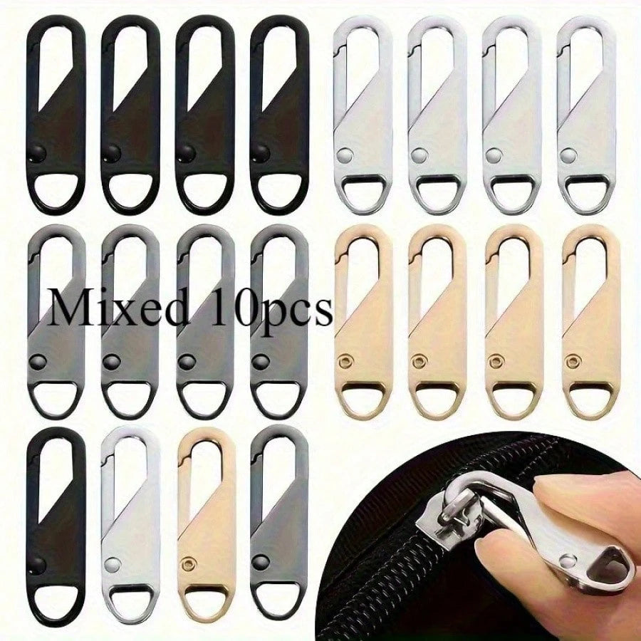 10pcs Multi-Purpose Zipper Pulls Replacement- Suitable For Luggage, Jackets Etc.- Easy To Install,- 1.5 Inch X 0.5 Inch- Various Colors Available