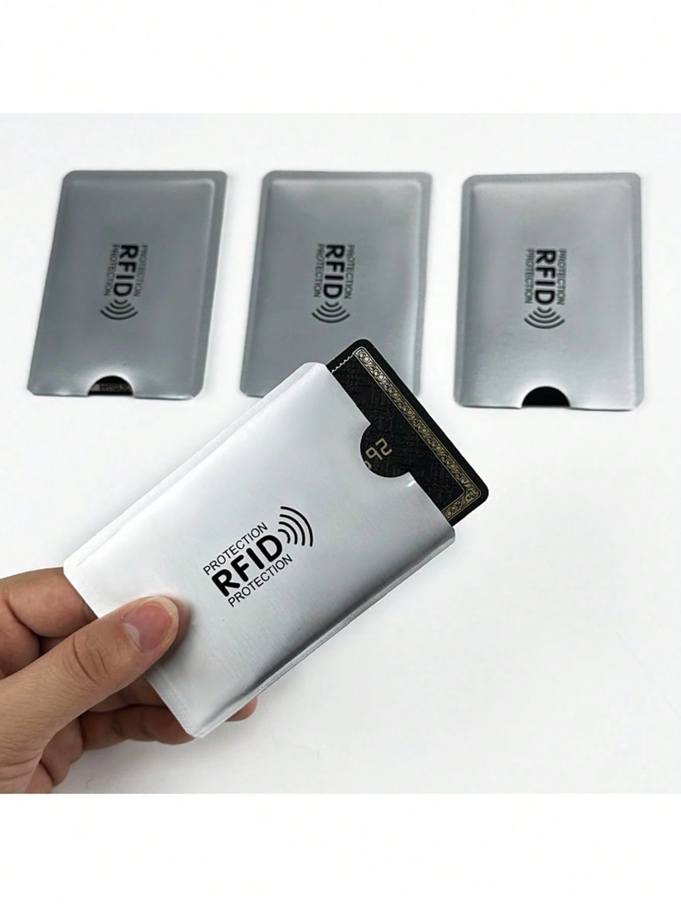 10pcs RFID Blocking Card Protector Random Color Metal Credit Card Holder Aluminum Alloy Wallet Sleeves For Bank/ID Cards For Women Wallet Mini Wallet Purse Wallet RFID Wallet Card Wallet