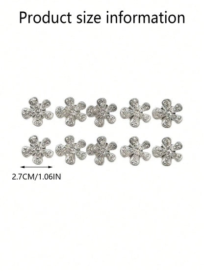 10pcs Rhinestone Flower Car Air Vent Decor, Crystal Rhinestone Car Air Vent Clip, Cute Car Air Vent Clip Interior Decoration Accessories, Suitable For Women And Girls, Decorative Diamond Car Decor Shi
