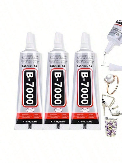 110ml Transparent B7000 Glue, Clear Flexible Waterproof Multi-Purpose Adhesive, Suitable For Phone Screen Repair, Rhinestones, Jewelry Making, Clothing, Shoes, Bags, Resin Crafts, Acrylic Decor, Minia