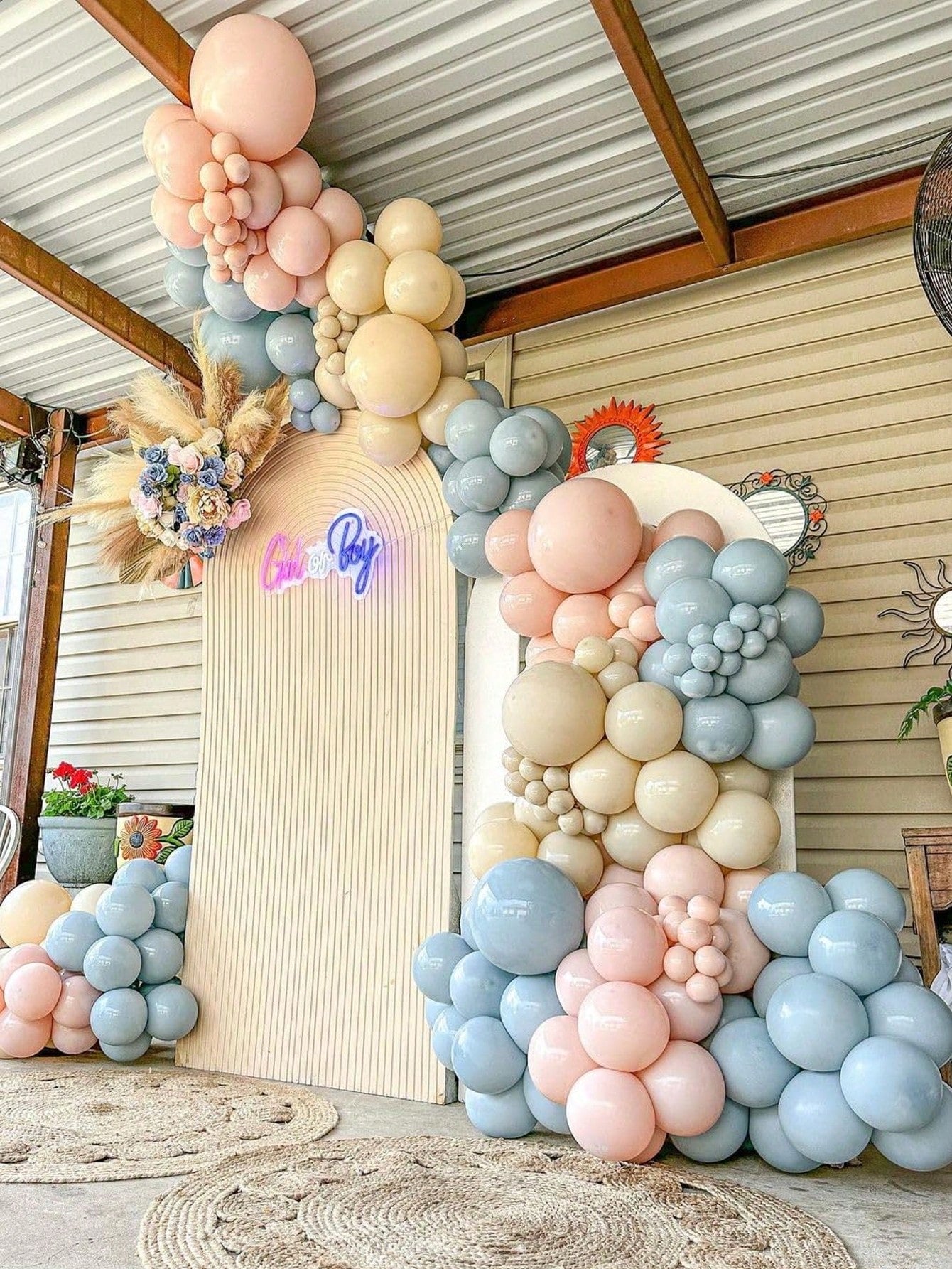 115pcs Gray Pink And Gray Blue Balloon Arch Sets Reveal Gender For Boys, Girls, Children's Birthdays, Baby Showers, Party Decorations