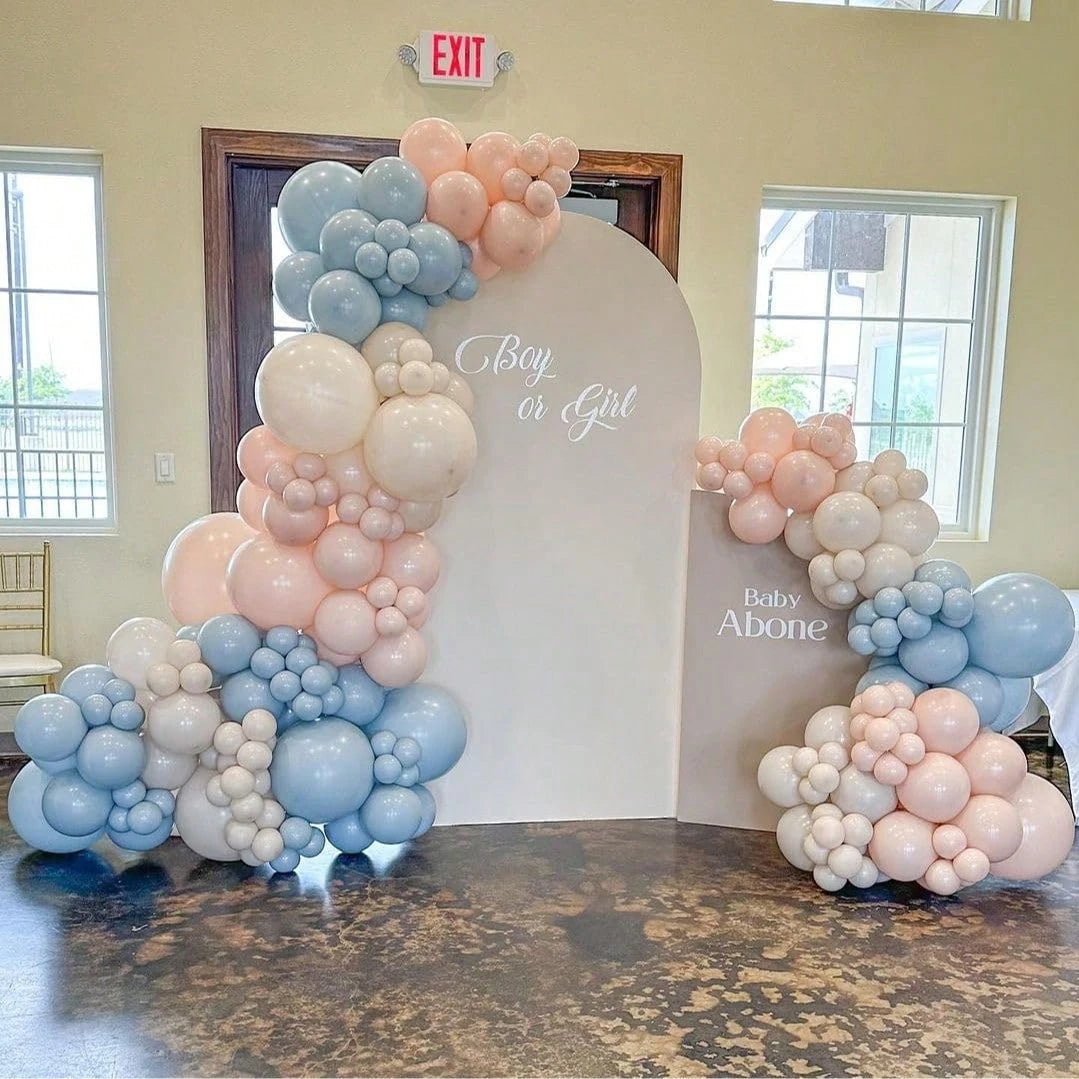 115pcs Gray Pink And Gray Blue Balloon Arch Sets Reveal Gender For Boys, Girls, Children's Birthdays, Baby Showers, Party Decorations