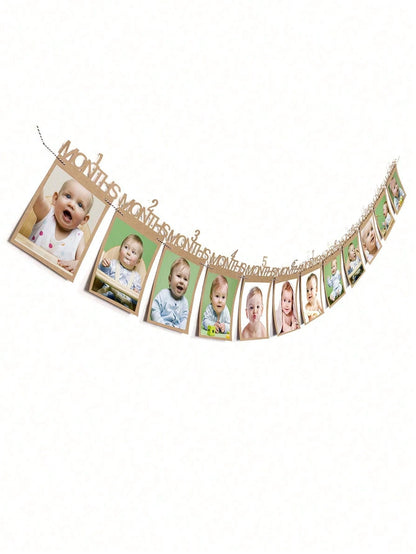 12pcs 1 Year Old Baby Birthday Photo Props Banner For 1st Birthday Party Decoration