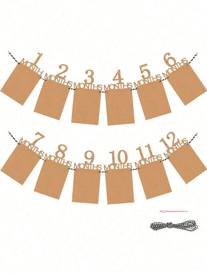12pcs 1 Year Old Baby Birthday Photo Props Banner For 1st Birthday Party Decoration