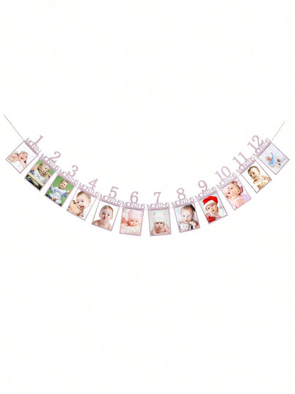 12pcs 1 Year Old Baby Birthday Photo Props Banner For 1st Birthday Party Decoration