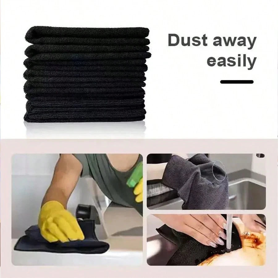 12pcs/4pcs/1pc Microfiber Towels, Black Cleaning Cloths, Thickened Dish Cloths, Kitchen Dish Towels, Pot And Pan Cleaning Cloths, Towel Cleaning Tools, Kitchen, Bathroom, Home, Hotel, Restaurant Clean