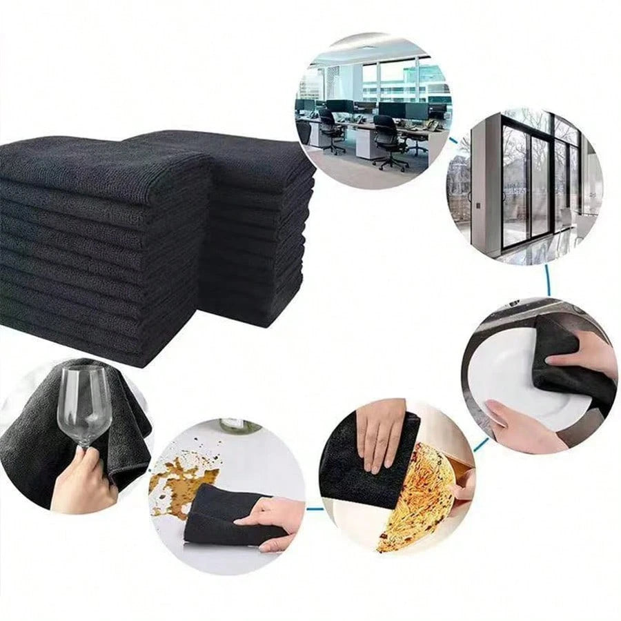 12pcs/4pcs/1pc Microfiber Towels, Black Cleaning Cloths, Thickened Dish Cloths, Kitchen Dish Towels, Pot And Pan Cleaning Cloths, Towel Cleaning Tools, Kitchen, Bathroom, Home, Hotel, Restaurant Clean