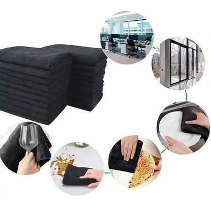 12pcs/4pcs/1pc Microfiber Towels, Black Cleaning Cloths, Thickened Dish Cloths, Kitchen Dish Towels, Pot And Pan Cleaning Cloths, Towel Cleaning Tools, Kitchen, Bathroom, Home, Hotel, Restaurant Clean