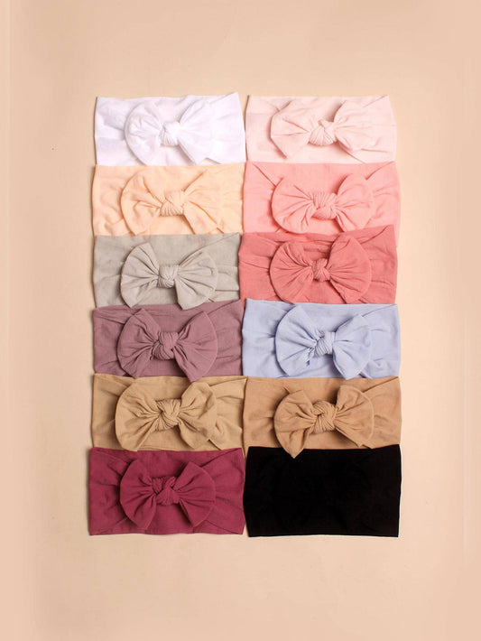 12pcs Baby Bow Decor Plain Polyamide Hair Band Love Valentine