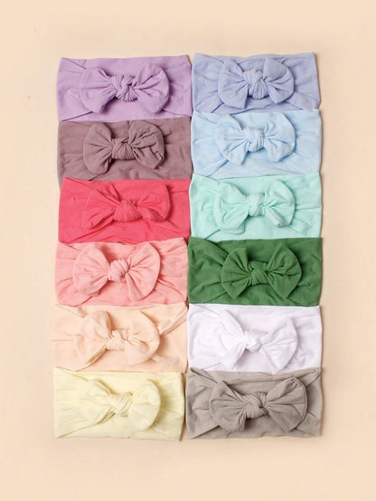 12pcs Baby Bow Decor Plain Polyamide Hair Band Love Valentine