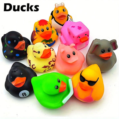 13 Pcs Rubber Ducks For Ducking Game, 2.75 Inch Assorted Floater Ducks, Bulk Water Toy Set, Party Favors & Shower Celebration Decor